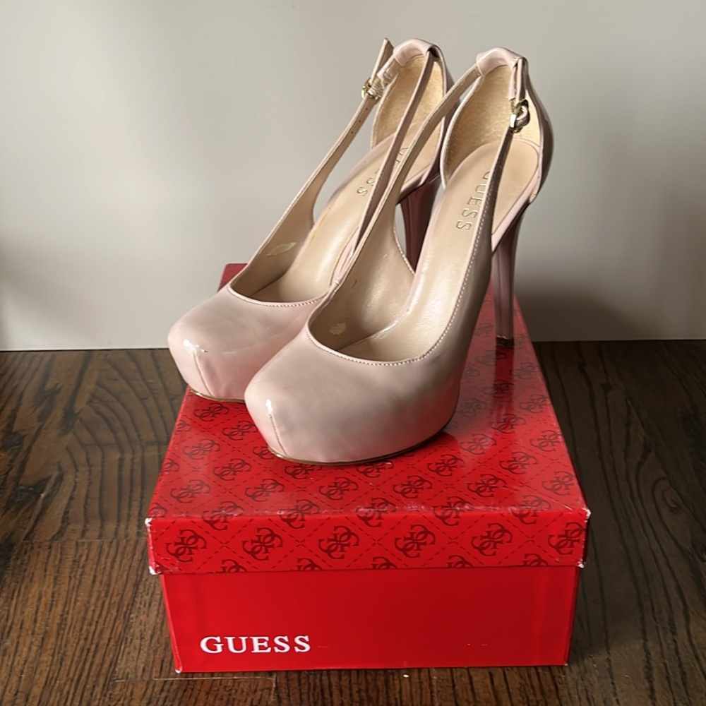 GUESS stilettos new patent leather Jacoba blush light pink platform pump heels
